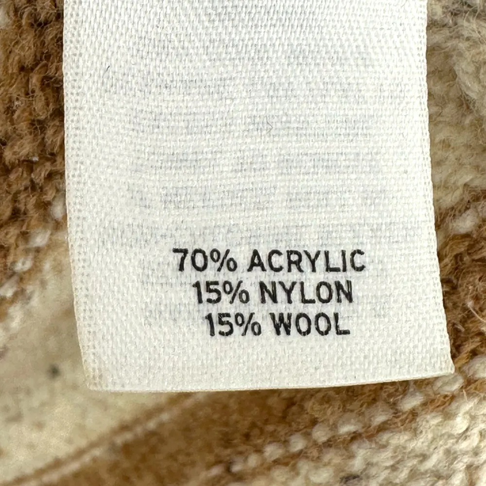 Caslon | Medium | Wool Blend Beige w/ Tan Stripes Long Sleeve Crew Neck Sweater - Image 8