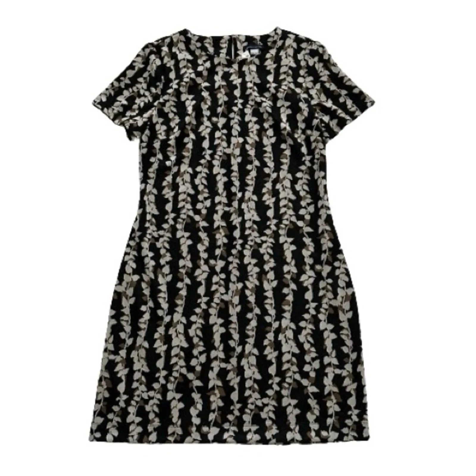 Tommy Hilfiger Dress Black Tan Leaf Print Short Sleeve Casual Shift Size 8 NWOT - Image 13