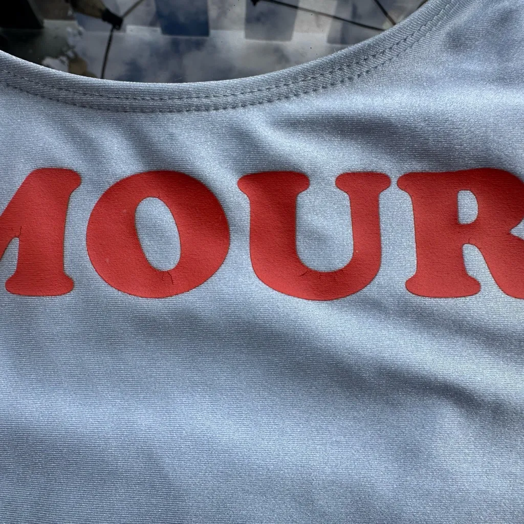 Forever 21 Amour Shimmer High Leg One Piece Swimsuit Blue/Orange Low Scoop Back - Image 7