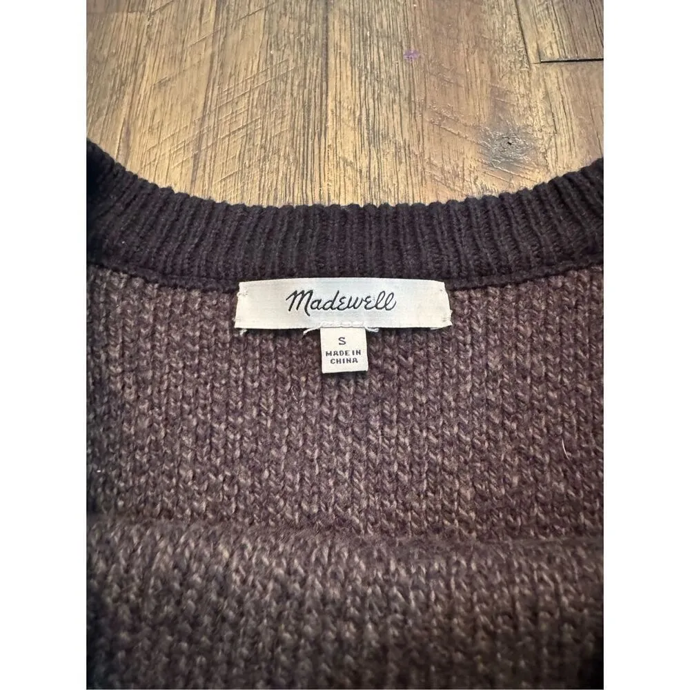 MADEWELL Black Grey Province Cross Split Back Sweater - Size small - Image 4