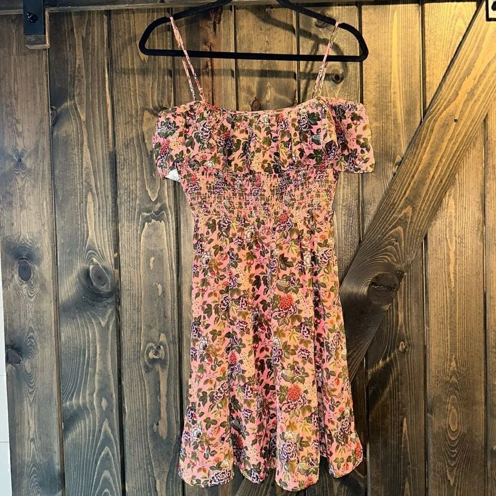 NWT ByTimo Floral Ruffle Cold Shoulder Dress Pink Size XS - Image 6