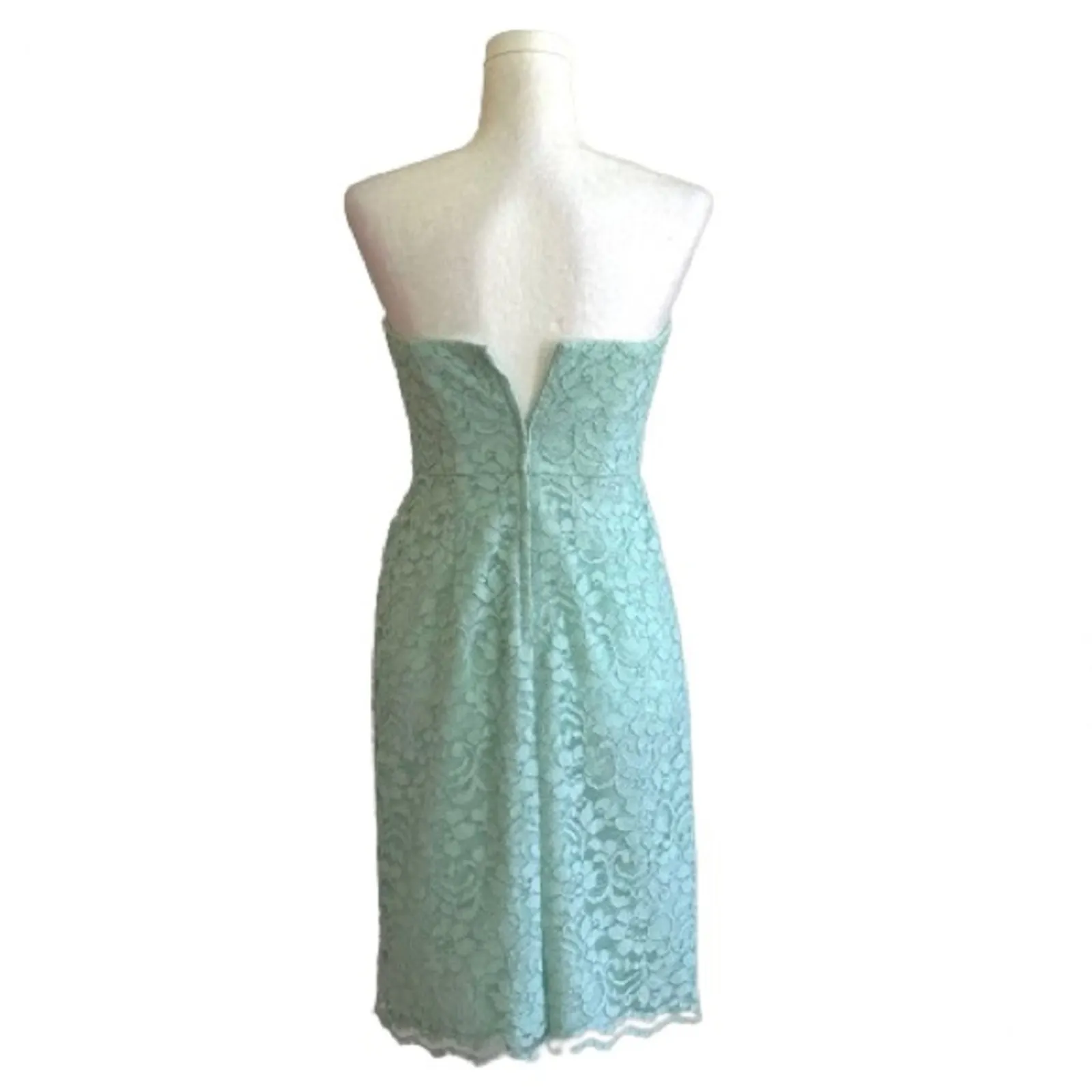 David’s Bridal Dress Mint Green Strapless Lace Gathered Cocktail Size 2 NEW - Image 4
