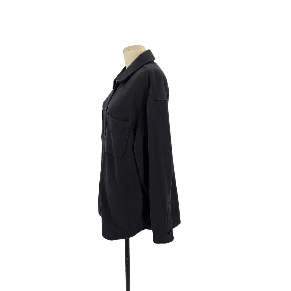 Athleta Retroplush Shirt Jacket in‎ Black Shacket Size Large - Image 7