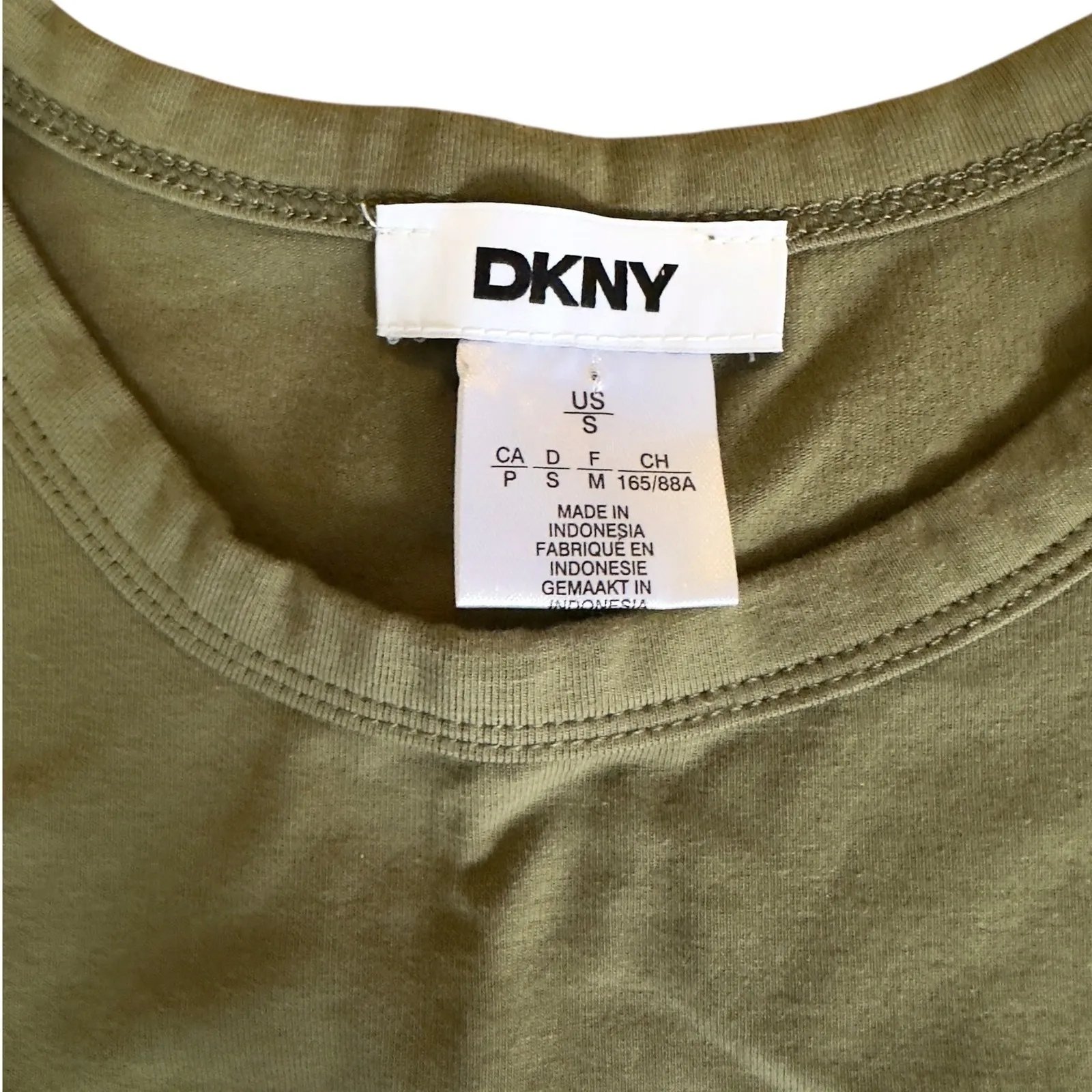 DKNY Olive Green Sleeveless Logo T Shirt Dress Midi Length Size S - Image 3