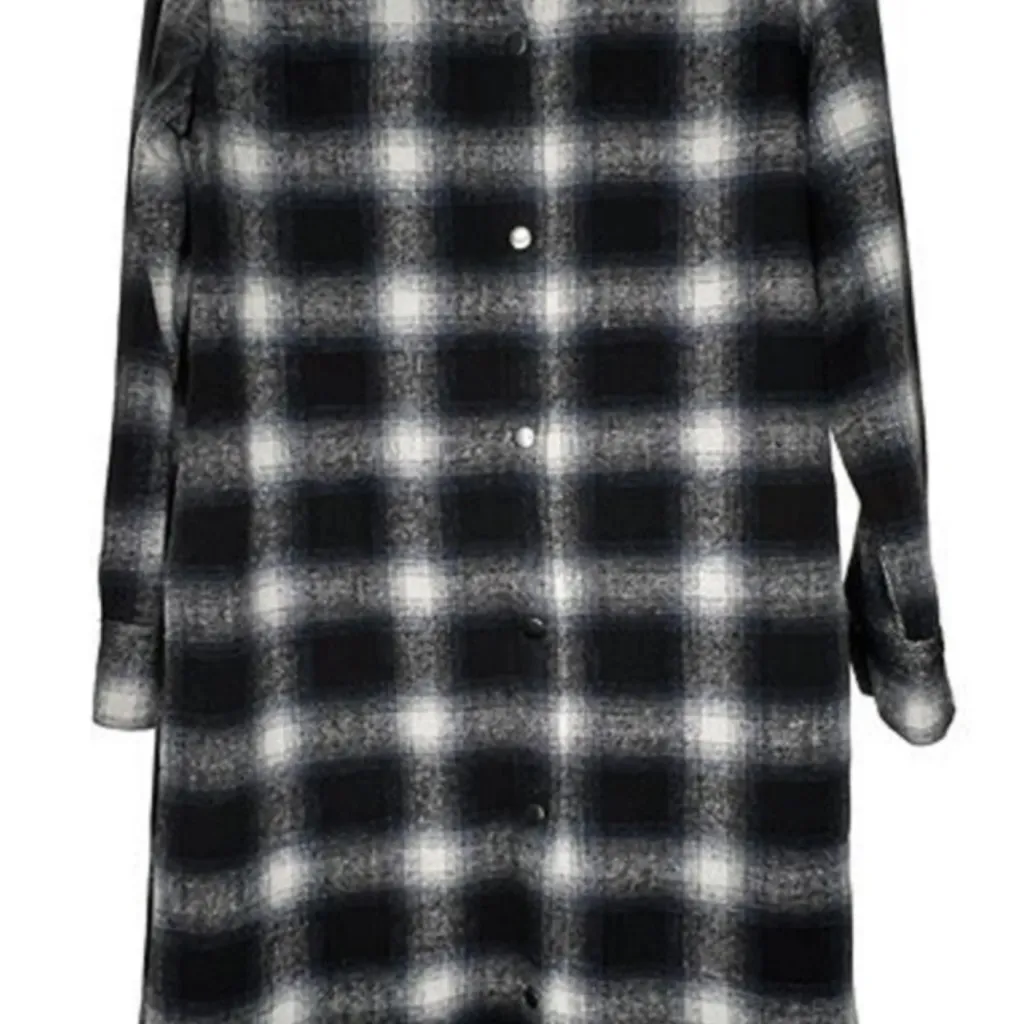 BB Dakota Women’s Plaid‎ Flannel  Snap Button Shirt Dress Size XSmall Oversized - Image 4