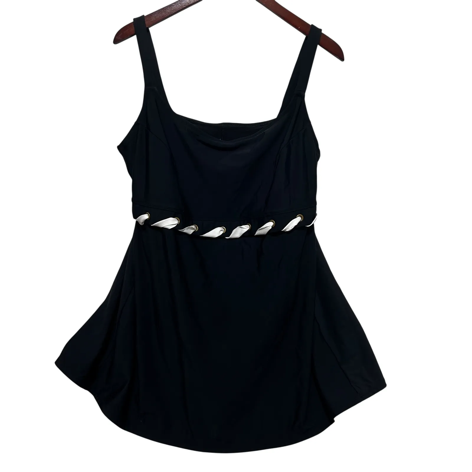 Delta‎ Burke Swimdress One Piece Skirted Bathing Suit 22/24W Black Retro Pin Up Size 22W - Image 2