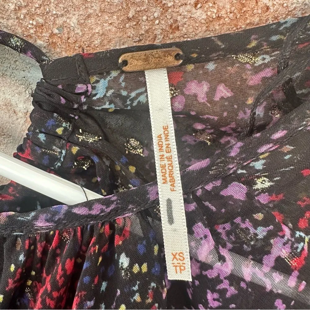 Free People Anna Metallic Smocked Cutout Open Back Mini Dress Women’s XS Flowy - Image 7