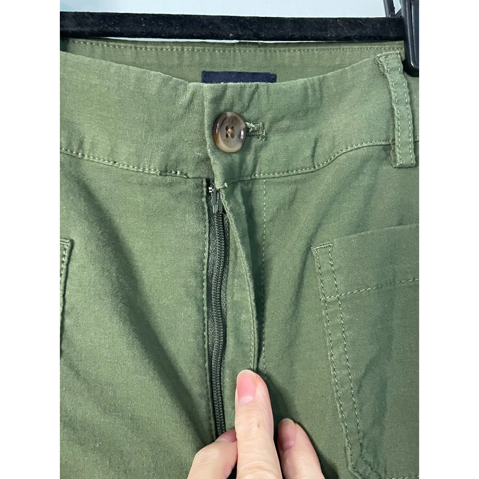 J. Crew High Waisted Wide Leg Cargo Pants Olive Green Size 26 - Image 9