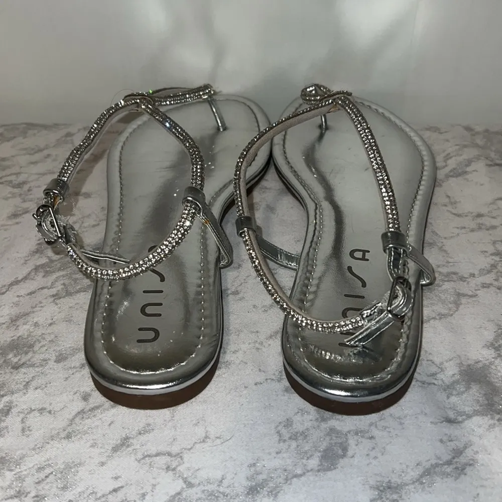 New Unisa Silver Sparkle Flat Sandals Undelray - Image 3