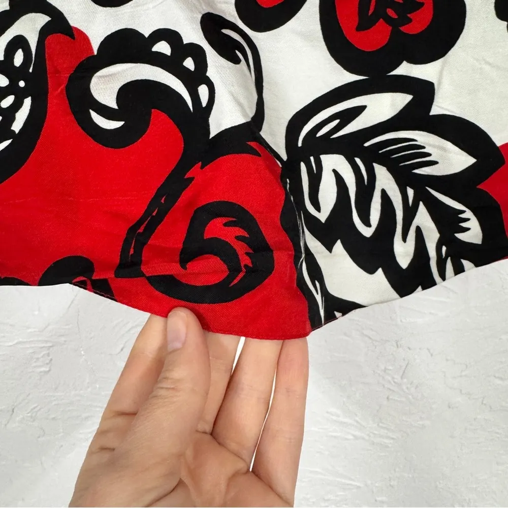 Boden White Black Red Floral Print Pull On Mini Skirt Womens 4L Mod Casual Size 4 - Image 8