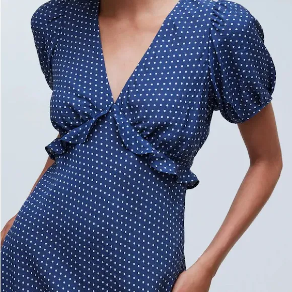 NWOT Puff-Sleeve Ruffle Mini Dress in Polka Dot - Image 5