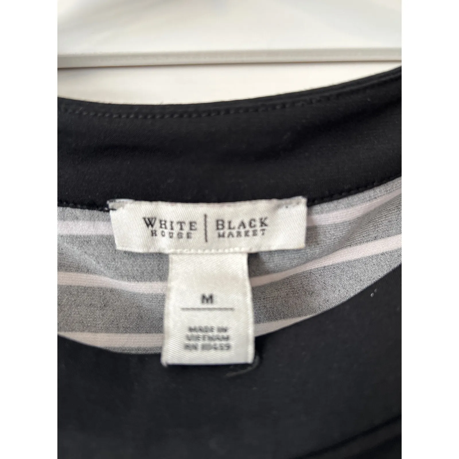 White House Black Market Striped 3/4 Sleeve Boat Neck Dress Size Medium - Image 2