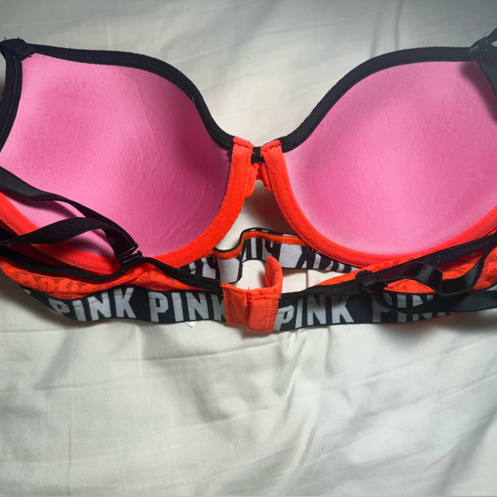PINK Victoria's Secret Women's Lace Y2K Cheetah Print  Bra - Vibrant Orange - Image 5