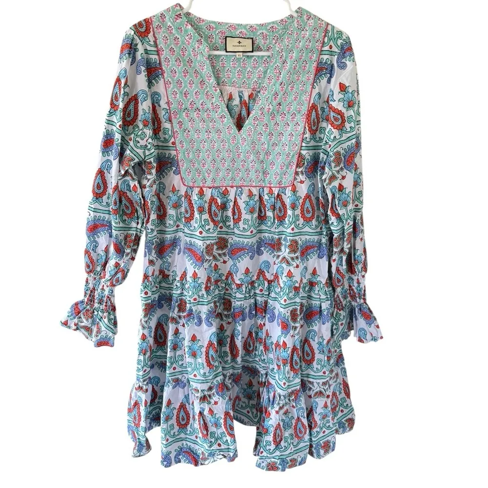 Tuckernuck Teal and Seagrass Block Print Kenzo Dress - Image 5