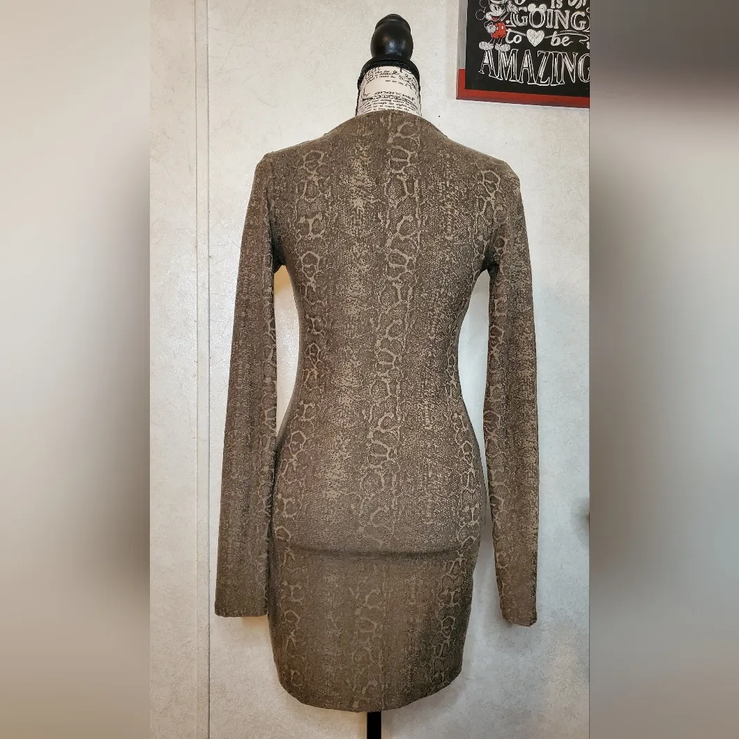 ZARA Women’s Snake Print Stretchy Bodycon Long Sleeve Mini Dress Size:S - Image 4