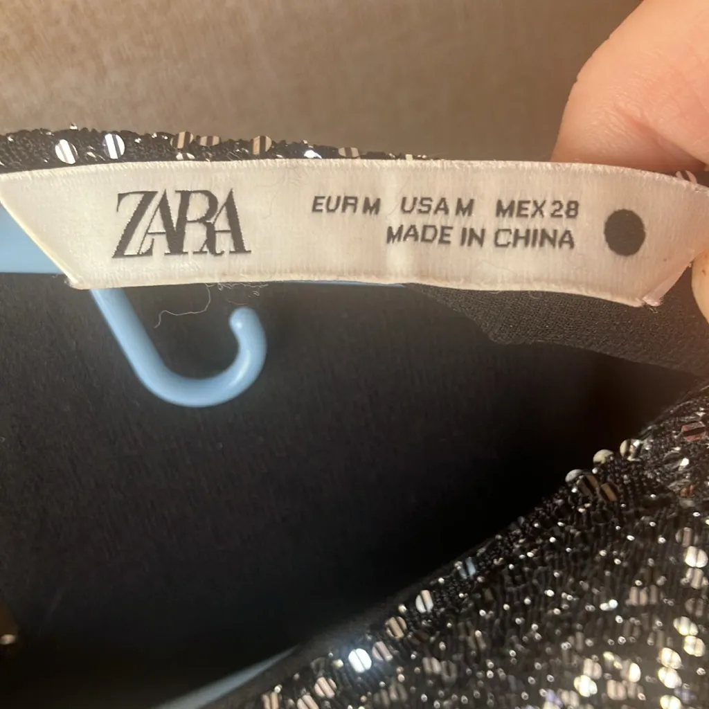 ZARA  lined Sequin Blouse medium - Image 3