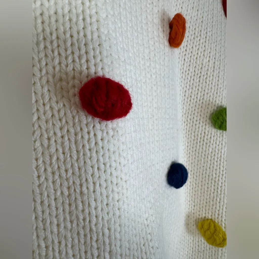 ModCloth Blowing Bubbles Rainbow PomPom Pullover Sweater White Medium NEW $88 - Image 7