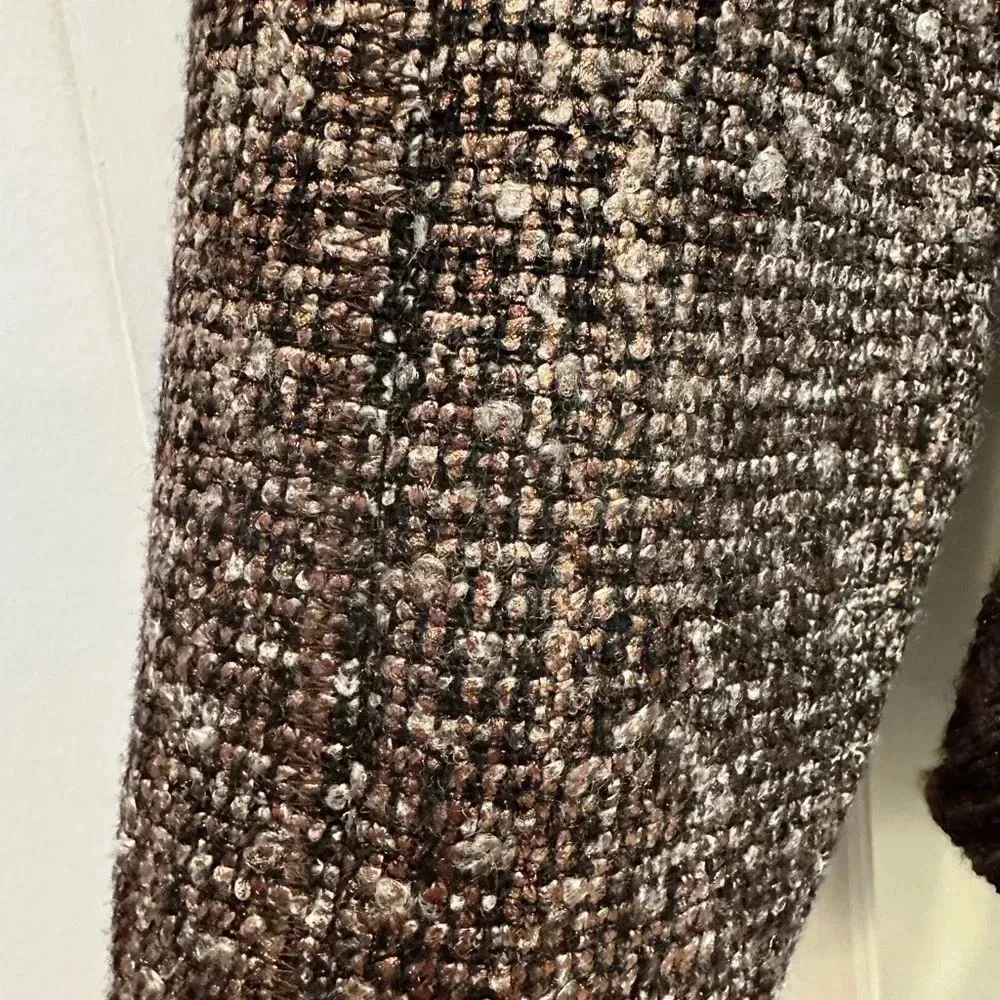 Magaschoni Collection Gold Metallic Tweed Ruffled Wool Blend Jacket Size 2 - Image 10