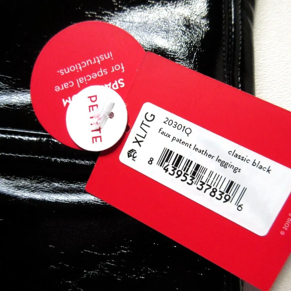 NWT SPANX 20301 Petite Faux Patent Leather Leggings in Classic Black Glossy XLP - Image 5