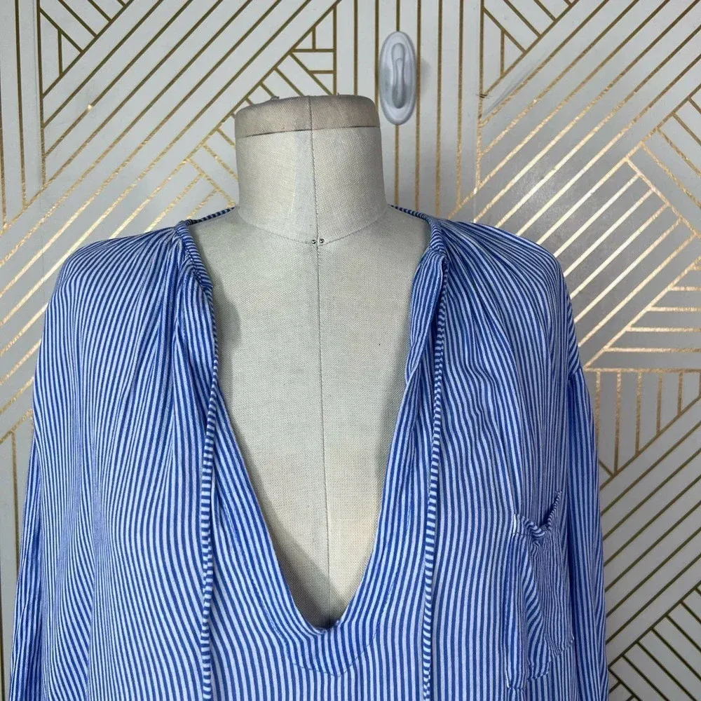 Faithfull the Brand Alice‎ Blue Stripe Tasseled Top Size US 6 - Image 4
