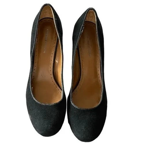 Adrienne Vittadini Black Suede Platform Block Heel Pumps Women's Shoes - Image 2