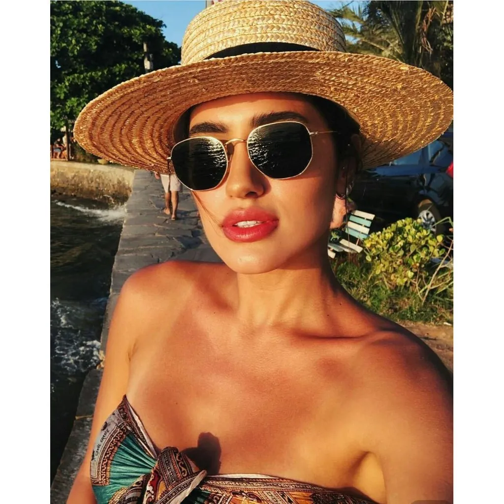 Unisex Gold BlueBlack Trendy Square Hexagonal Mirrored Sun Glasses UV Protection - Image 2