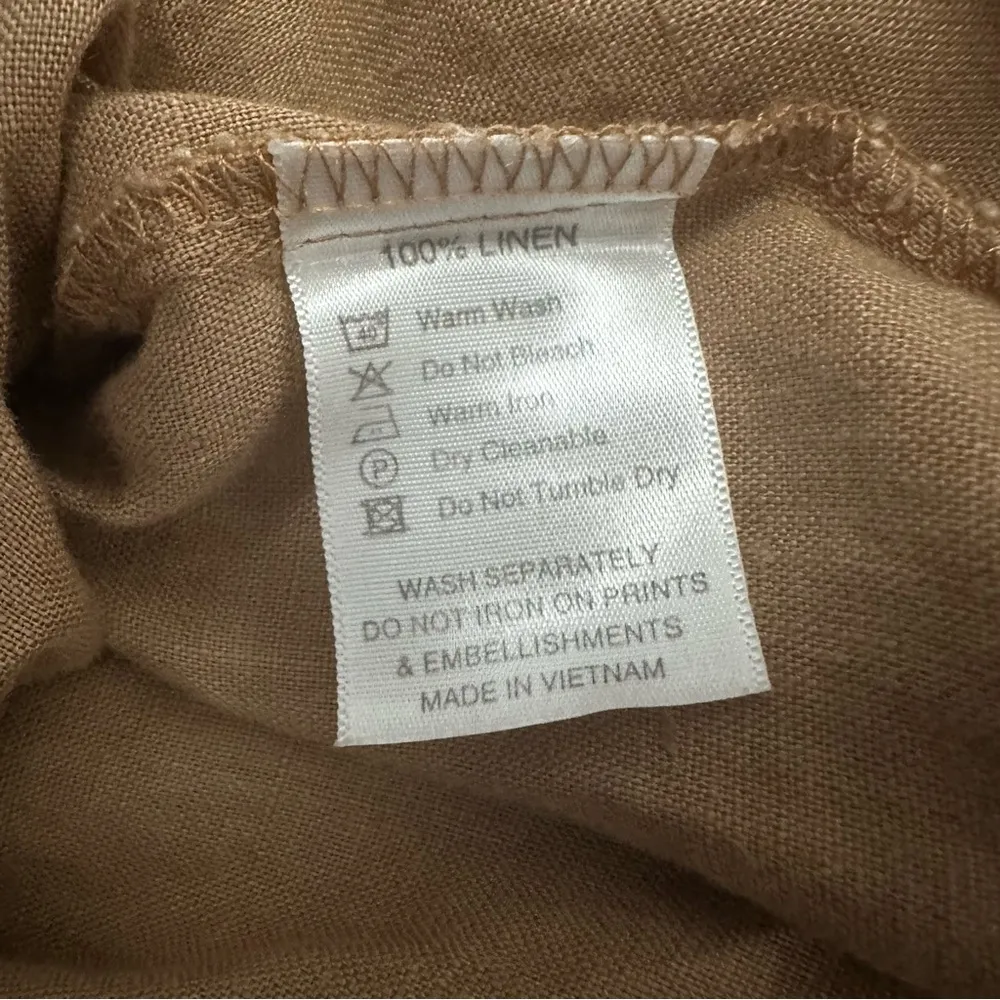 Lanhtropy Women’s 100% Linen Tan Jumpsuit Size Small - Image 4