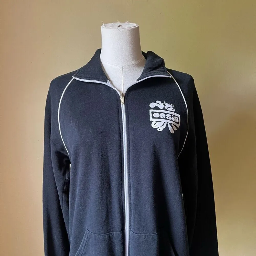 Vintage Y2K Oasis Track‎ Jacket Black White Zip Up Dig Out Your Soul Tour Medium - Image 12