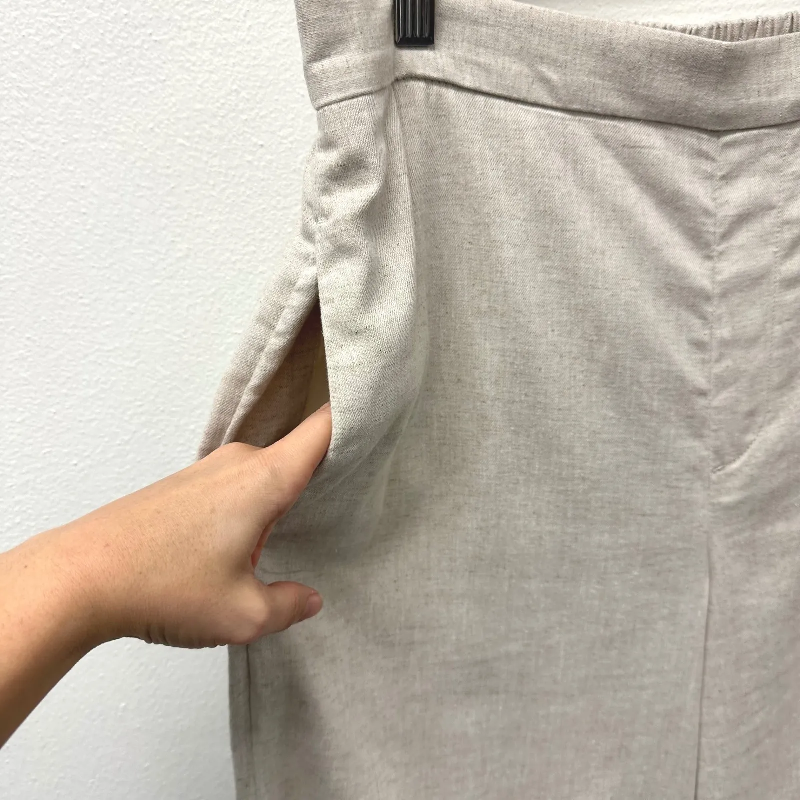 Banana Republic Wide Leg‎ Cropped Linen Cotton Blend Pants Size M - Image 4