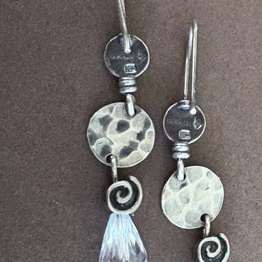 Silpada Silver and White Crystal Dangle Earrings - Image 3