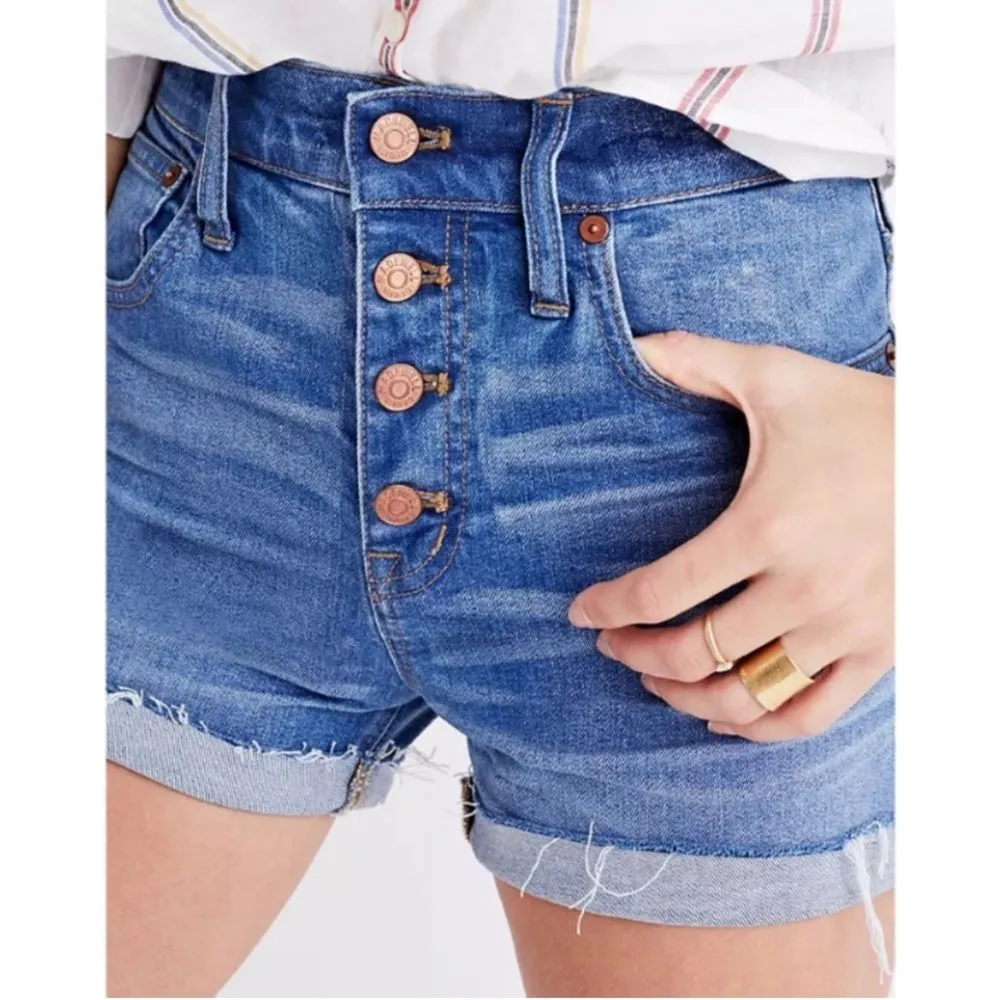 Madewell High-Rise Denim‎ Boy Shorts Button-Through Edition Size 26 Clanton Wash - Image 2