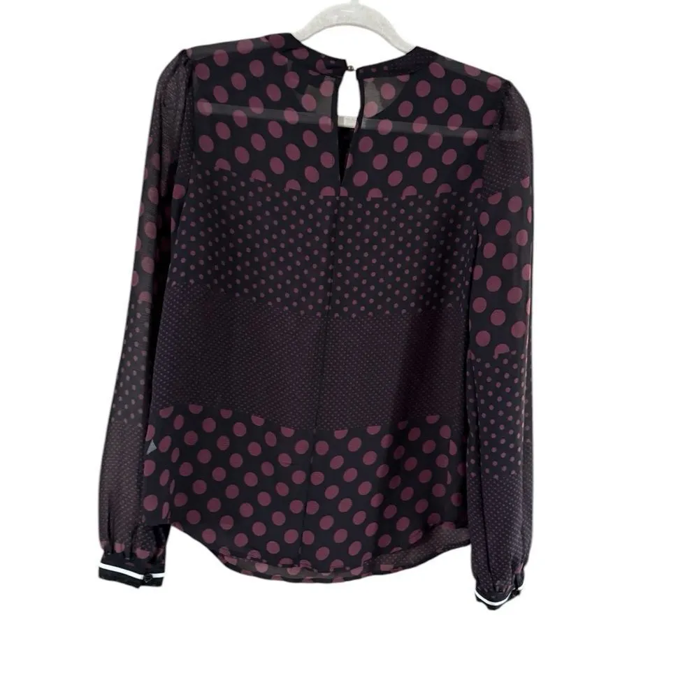 Who What Wear Black Brown Circle Sheer Blouse XS - Image 3