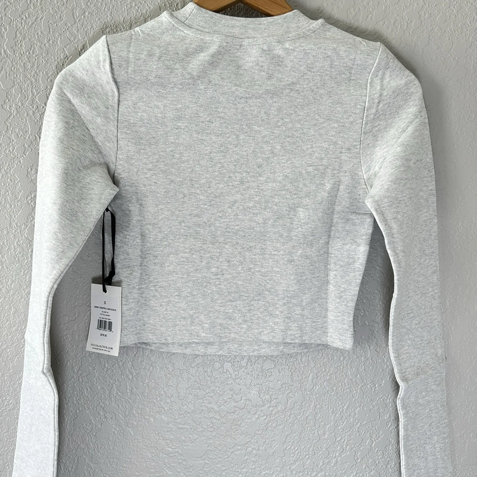 NWT IVL Collective Cotton Jersey Cropped Top Womens Heather‎ Gray Small Athletic - Image 4
