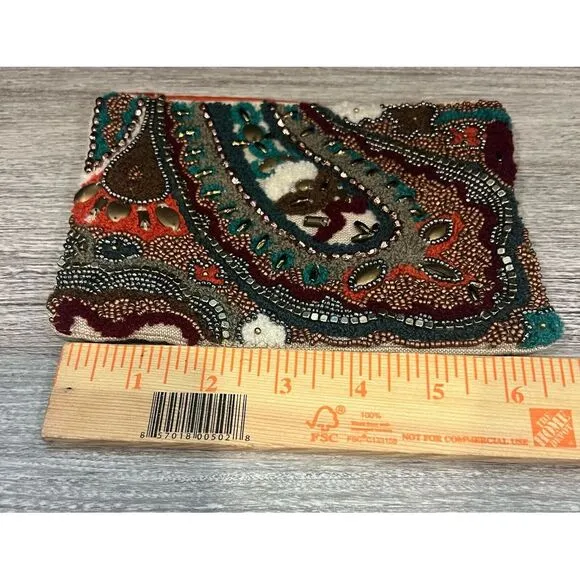 World Market‎ Bright Beaded Clutch Handbag Boho Hippie - Image 2