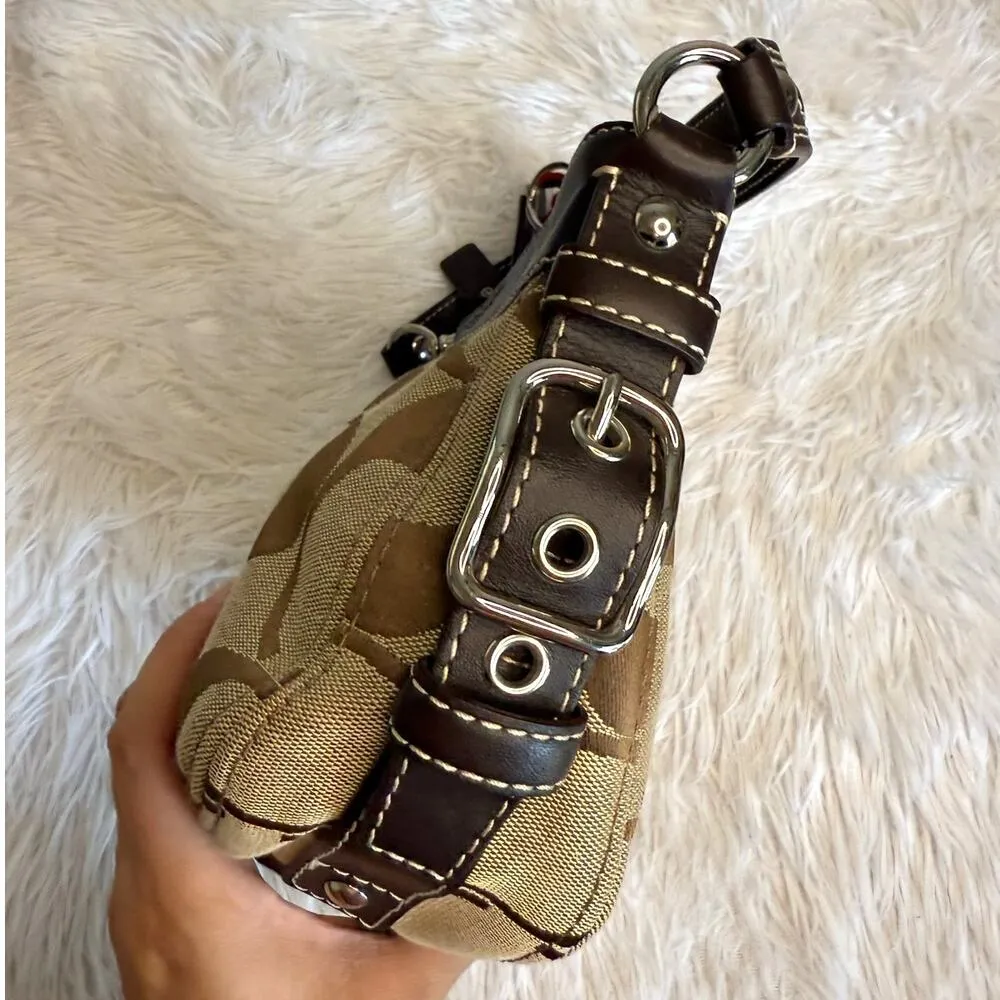 y2k COACH Signature Brown Zoe Mini Purse Shoulder Bag - Image 6