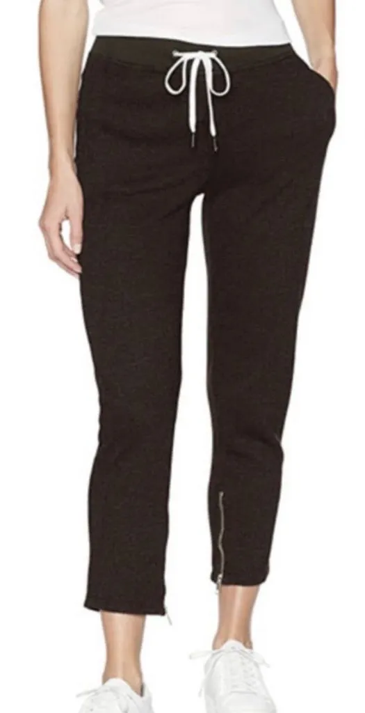 n:PHILANTHROPY Cotton French Terry Ankle Zip Jogger Sweatpants: Olive Green - Image 1