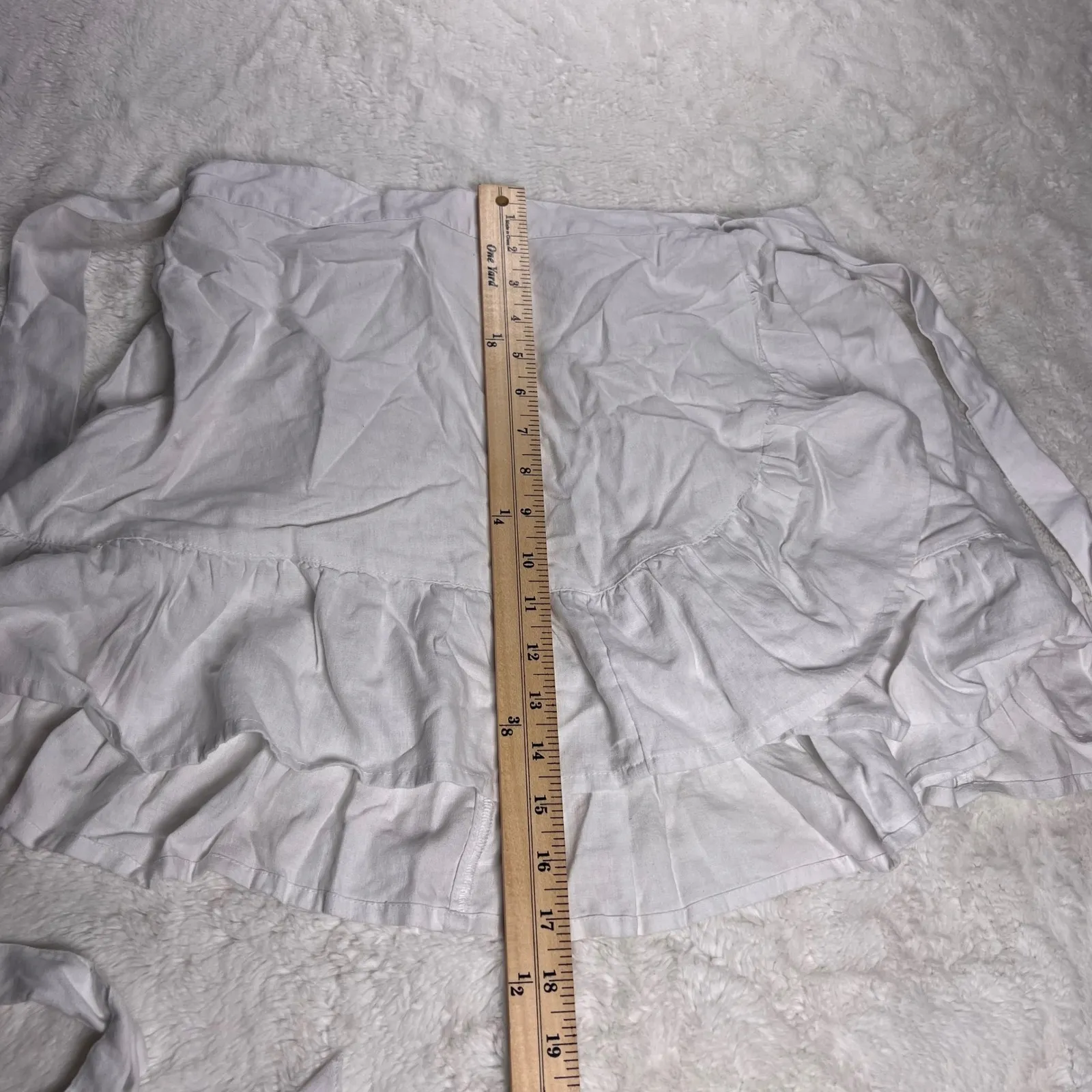 Aerie Women's White Linen Blend Ruffle Wrap Mini Casual Skirt Size Medium NWT - Image 6