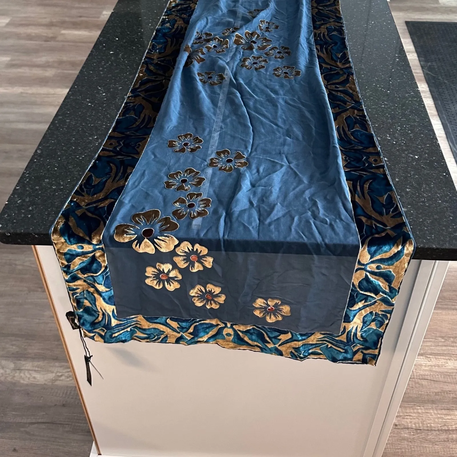 NWT Whimsigoth Fairy Grunge Blue Floral Velvet Burnout Sheer Scarf JJ Collection - Image 5