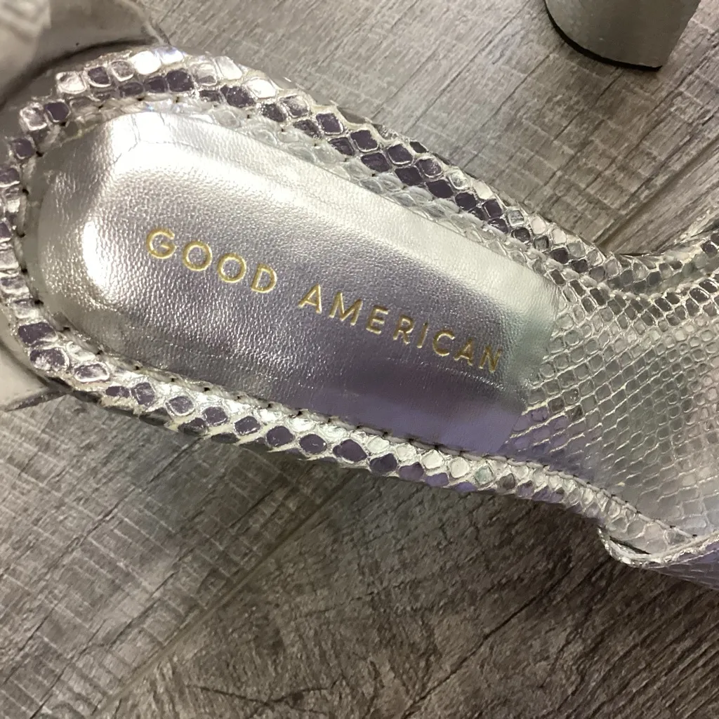 Good American Silver Snake Embossed Platform Block High Heel Size 7.5 - Image 10
