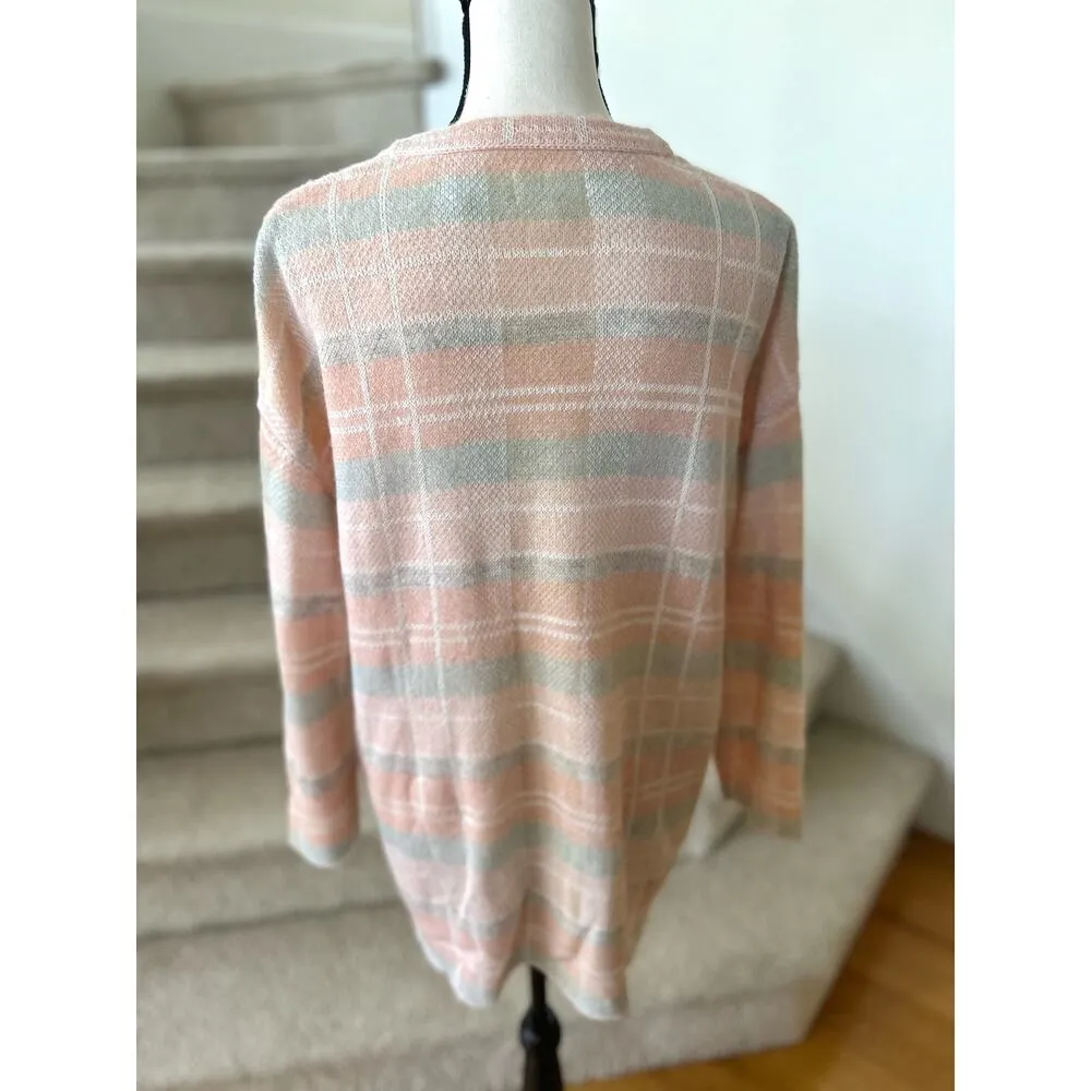 NWT Lou & Grey Blush Pink & Light Blue Plaid Tunic Length Sweater - Image 4