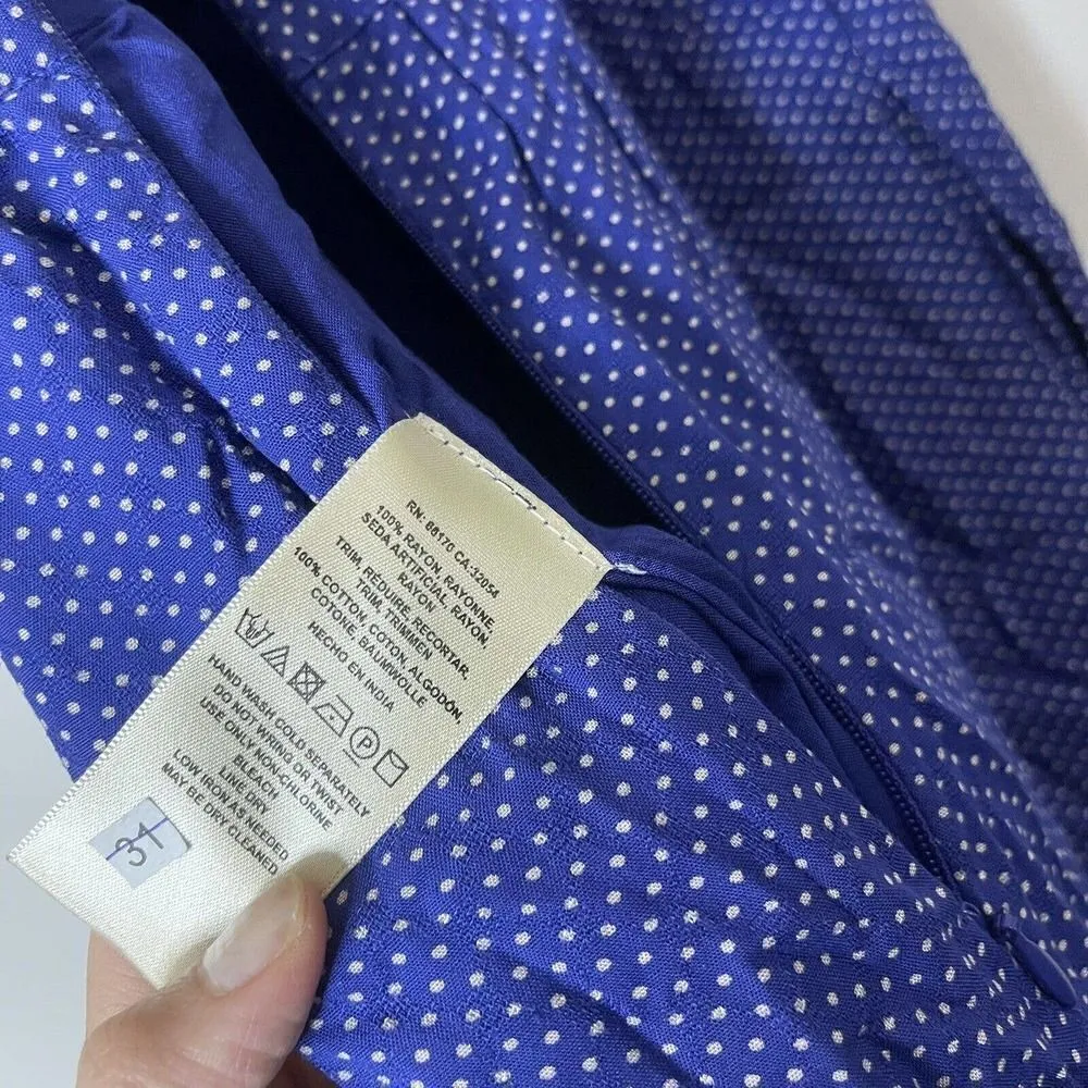 Anthropologie Maeve Justine Blue polka dot wide leg jumpsuit size US 2 - Image 10