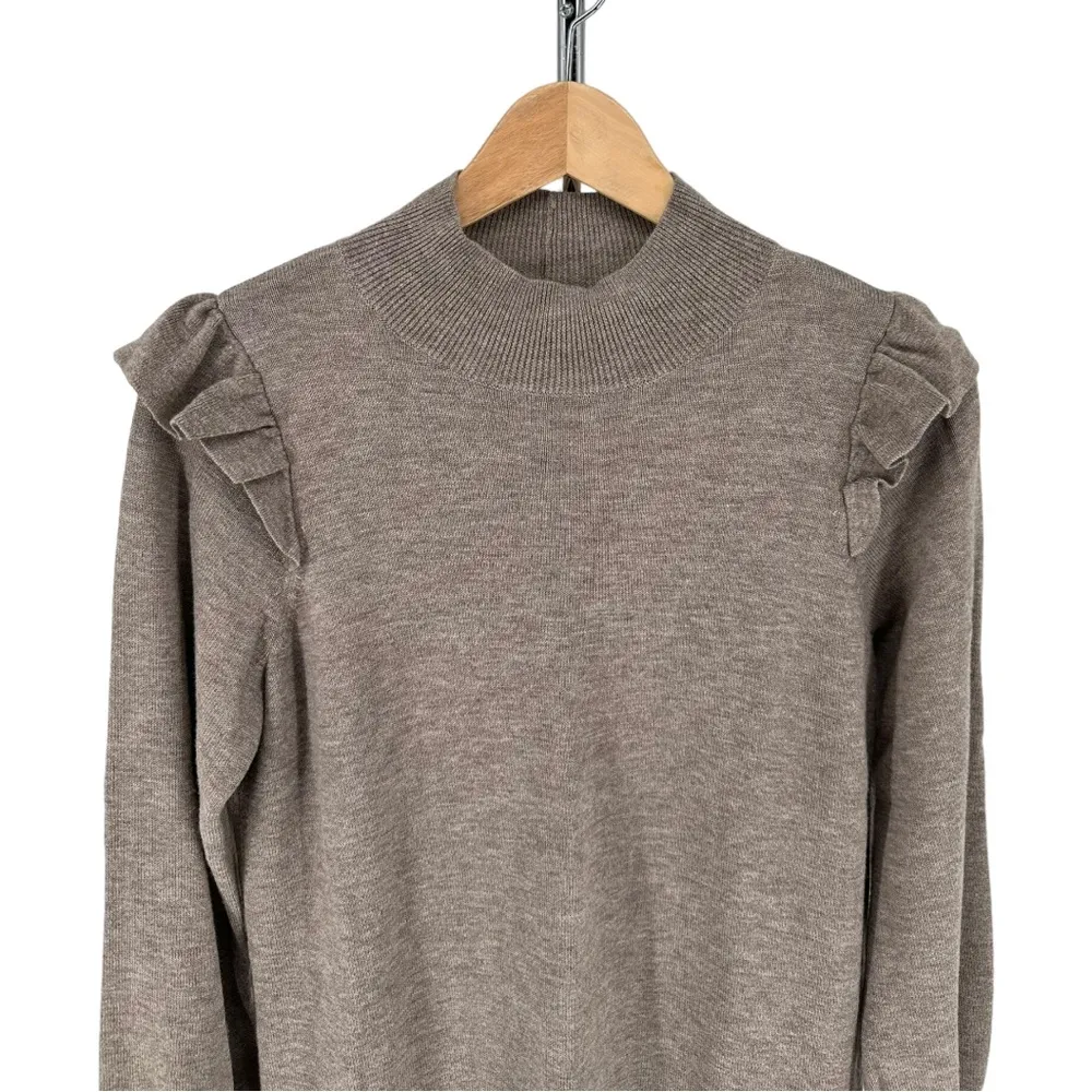 Joie Catriona Turtleneck Dress Tan Long Sleeves Wool Cashmere Blend size Small - Image 4