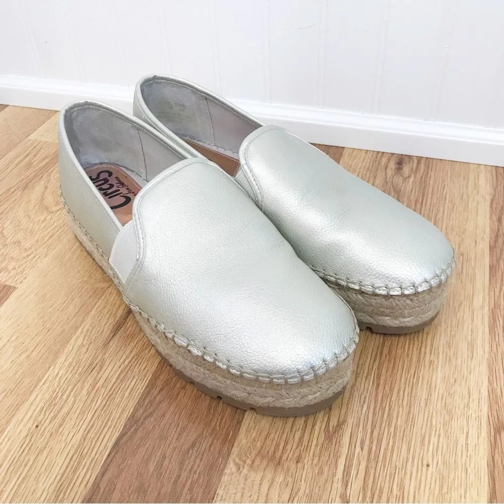CIRCUS Sam Edelman Cora‎ Metallic Platform Espadrille Flat Gold Silver Size 10 - Image 2