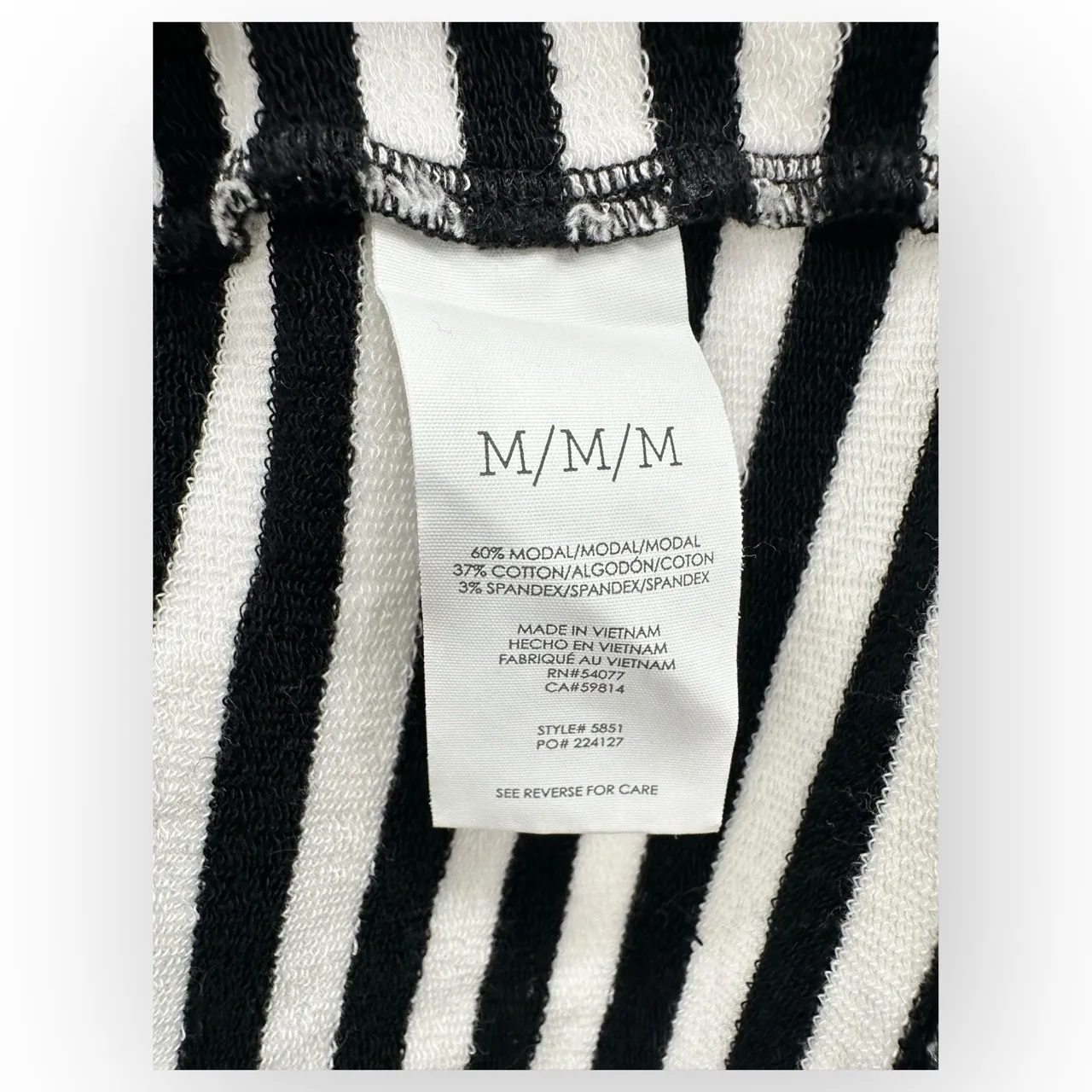 CAbi  Black White Stripe Long Sleeve Front Pockets Open Front Cardigan Medium - Image 4