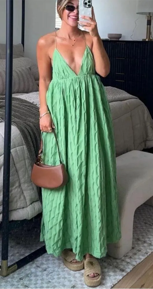 NWT Free People Primmy midi dress greengage Medium - Image 3