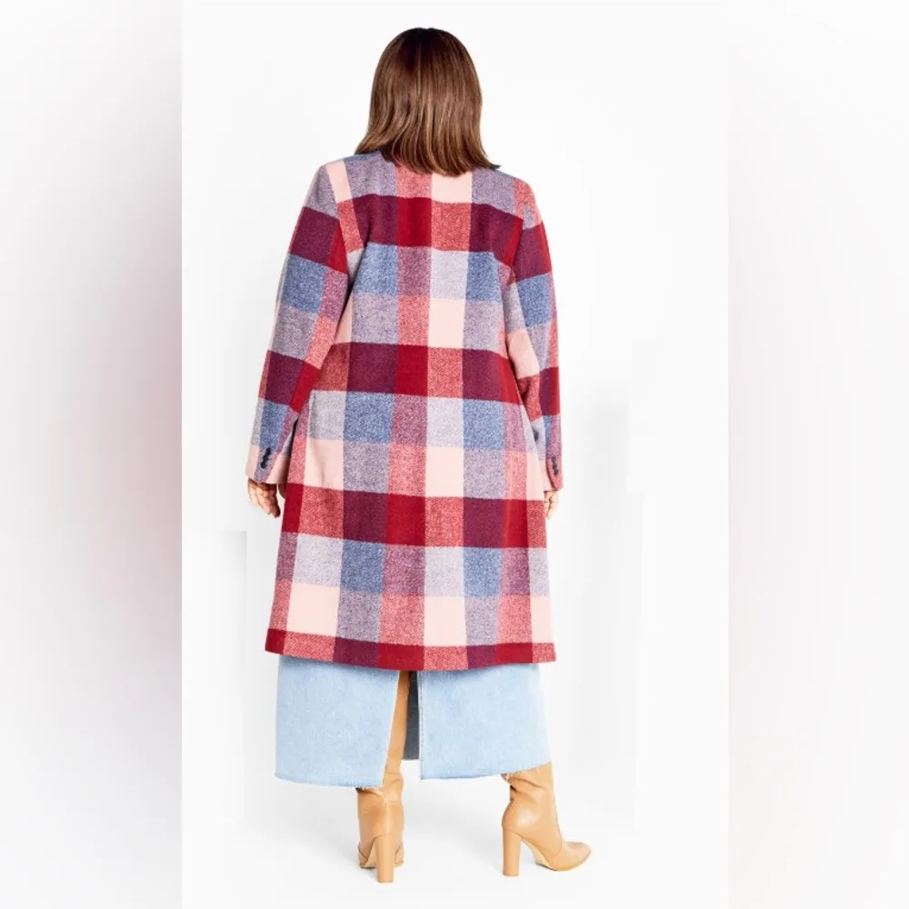 City Chic NWT Charlie coat musk check sz XS/14W 22” p2p - Image 4