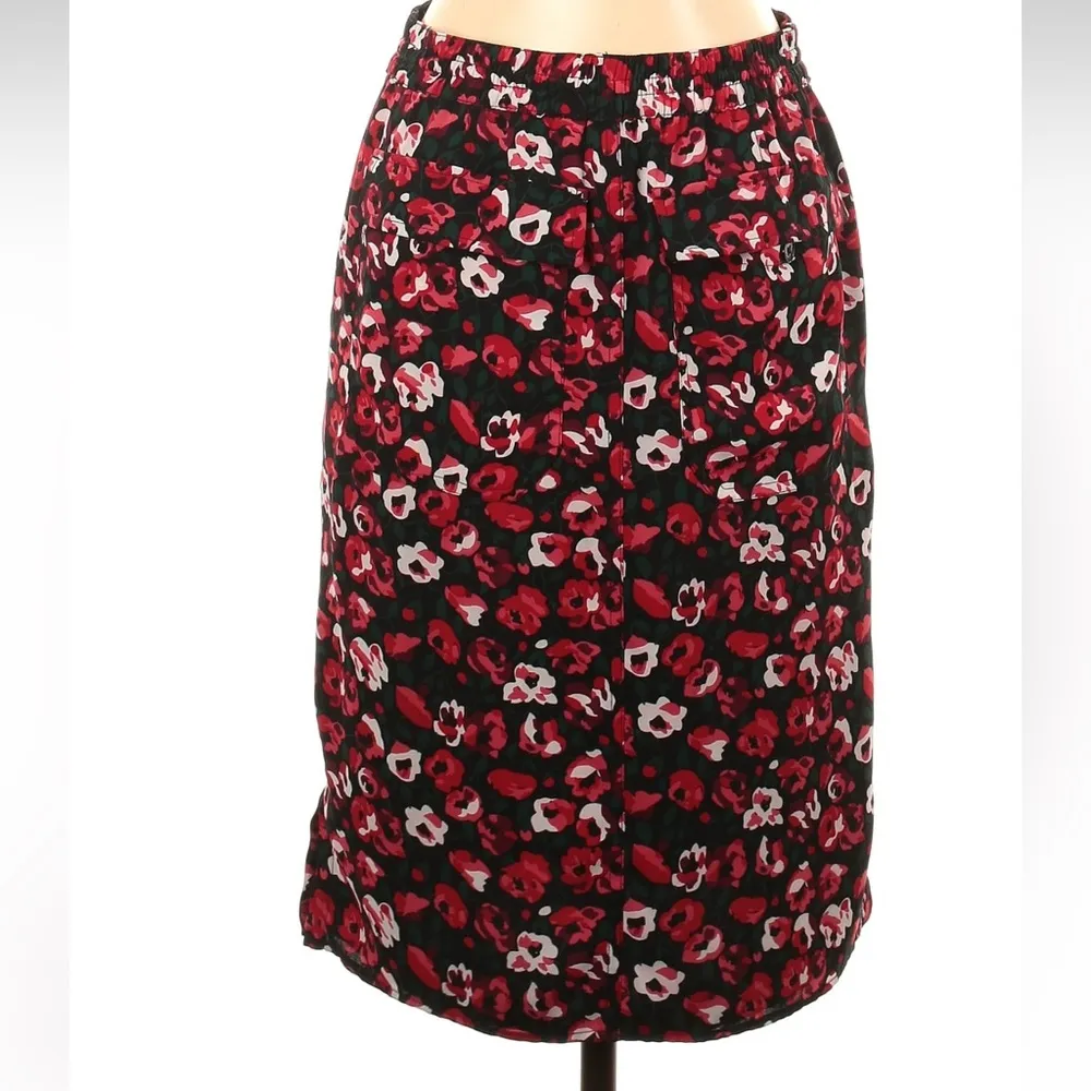 Lauren Ralph Lauren Women's Red & Black Floral Drawcord Skirt Size 0 - Image 3