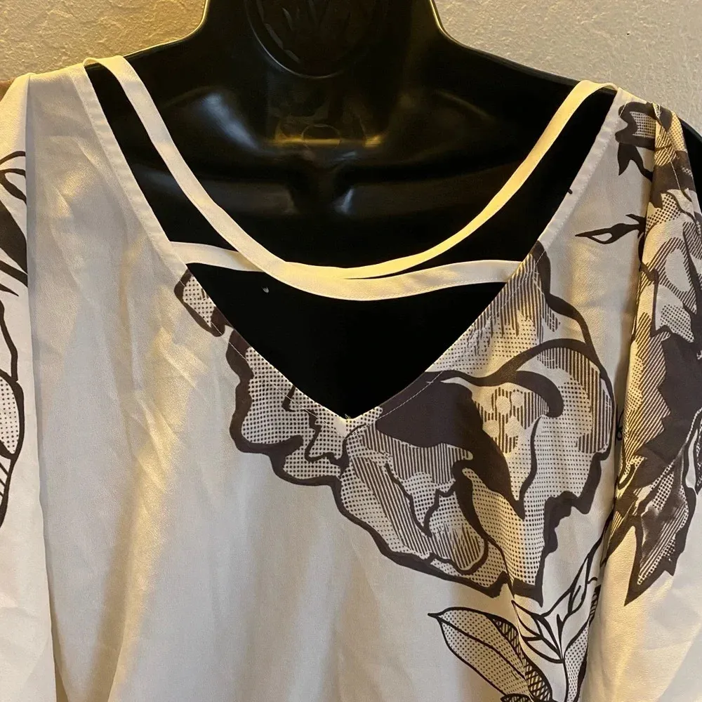 Guess Women’s Small Floral Print Off-Shoulder Blouse White Criss-Cross Back Top - Image 15