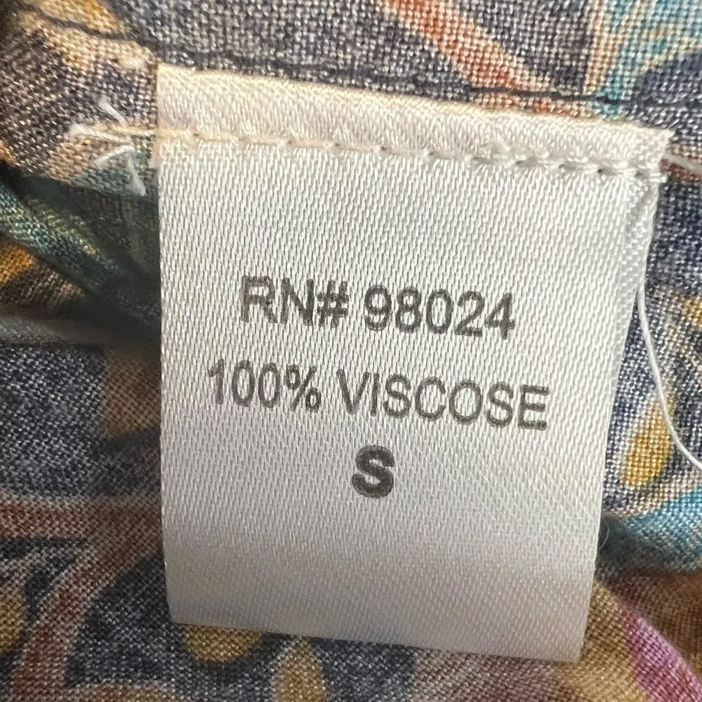 House of Harlow 1960 Smocked Top Blue Size S Ruffle Sleeve Peplum Stretch - Image 7