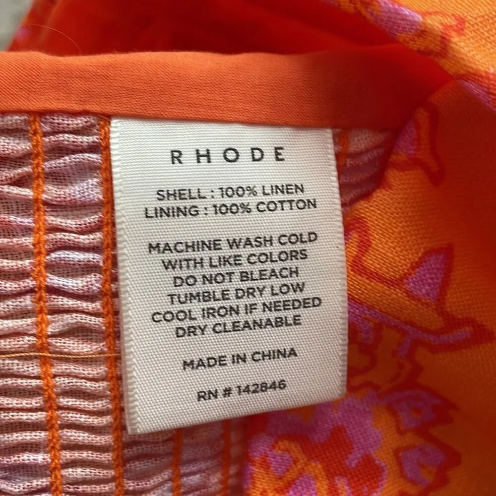 RHODE Toni Printed Twist Bandeau Top Coral Reef Grande Orange Size XS - Image 15